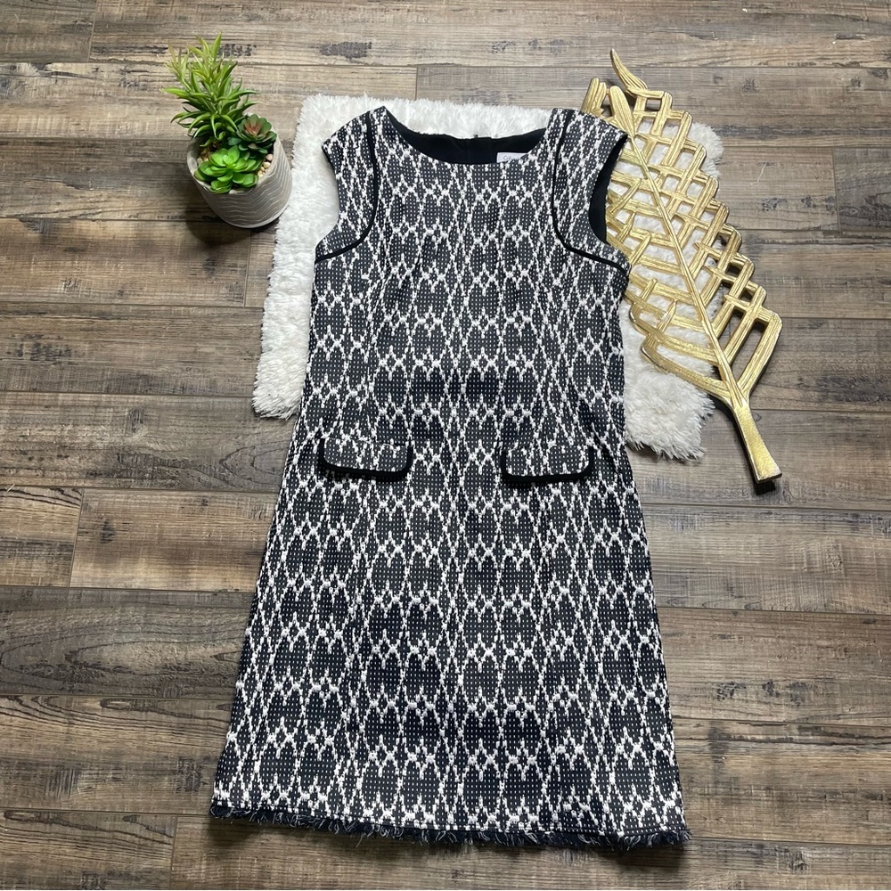 Calvin Klein Sleeveless White Black Dress